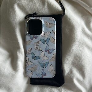 Butterfly Pattern Phone Case - Blue and White